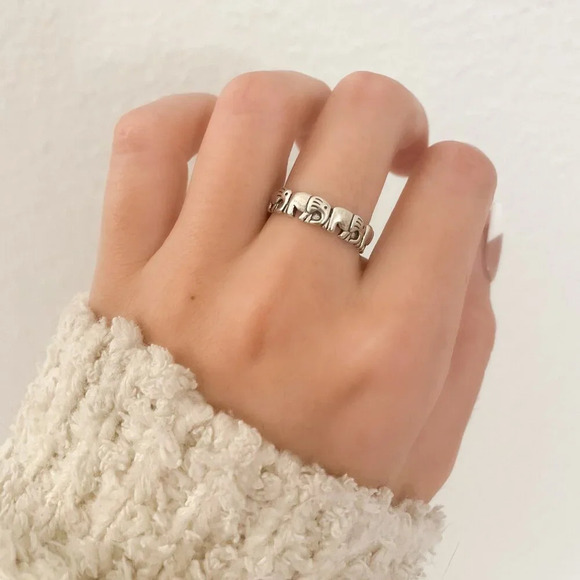 925 Sterling Silver Elephant Ring Minimalist Ring Boho Ring Elephant Ring Band - Picture 2 of 10